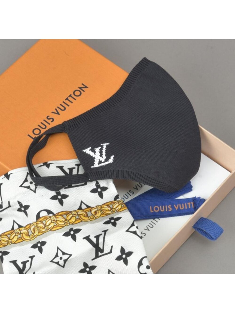 Louis Vuitton Mask Maille Black XL Embroidered Monogram Pouch